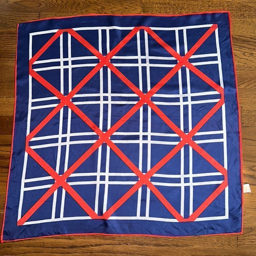 Vintage 60s/70s Glentex red, white & blue acetate scarf